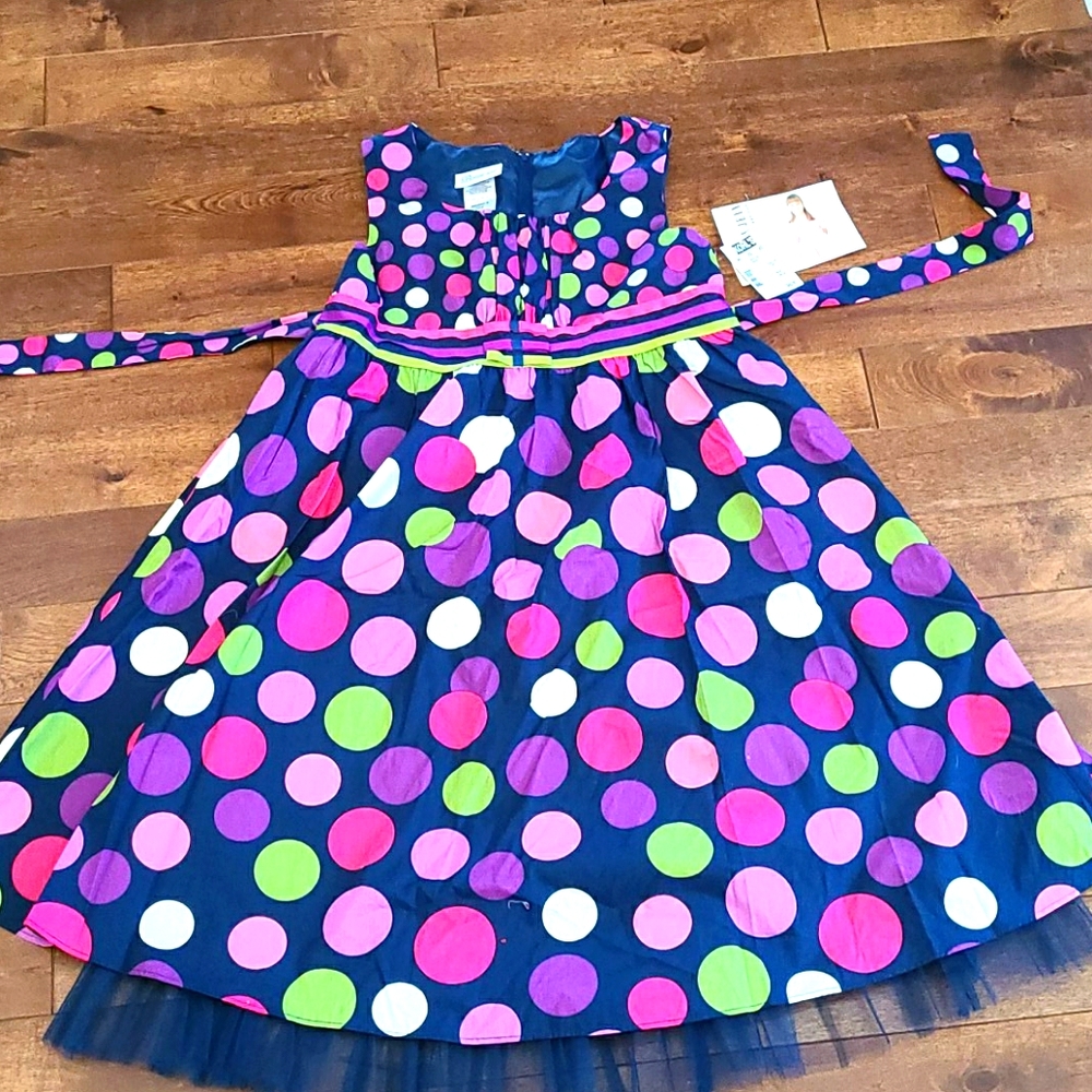 NWT Bonnie Jean girls dress with polka dots